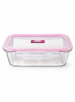 Glass Storage M/W Rect 1000Ml Pink