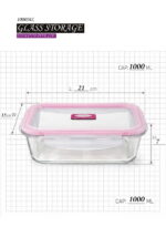 Glass Storage M/W Rect 1000Ml Pink - Image 5