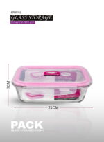 Glass Storage M/W Rect 1000Ml Pink - Image 6