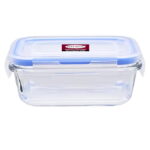 Glass Storage M/W Rect 400Ml Blue
