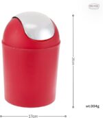 Feelings Dustbin Plastic With Swing Lid, Red 5 Liters Capacity - Red - Image 3