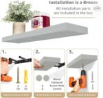 Feelings Wall Mounted Floating Shelf Rectangular-40Cm - Ash Grey - Image 3