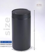 Feelings Sensor Dustbin 17 Litre Cylinder - Black - Image 3
