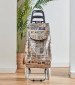 Feelings Shopping Trolley Cart With Wheels Newspaper Print - Image 3