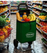 Feelings Foldable Shopping Trolley With Wheels – Green - Image 3