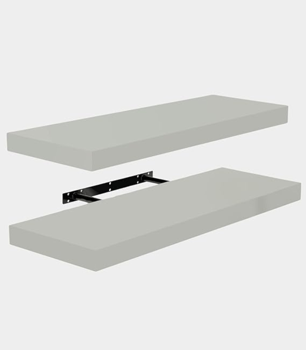 n-6953440506356 Feelings Wall Mounted Floating Shelf Rectangular-40Cm - Ash Grey - Image 1