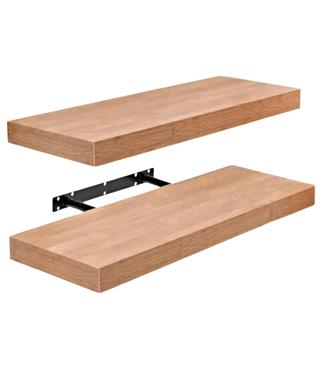 n-6953440507971 Feelings Wall Shelf, Floating Rectangle (Beige, 100Cm) - Image 1