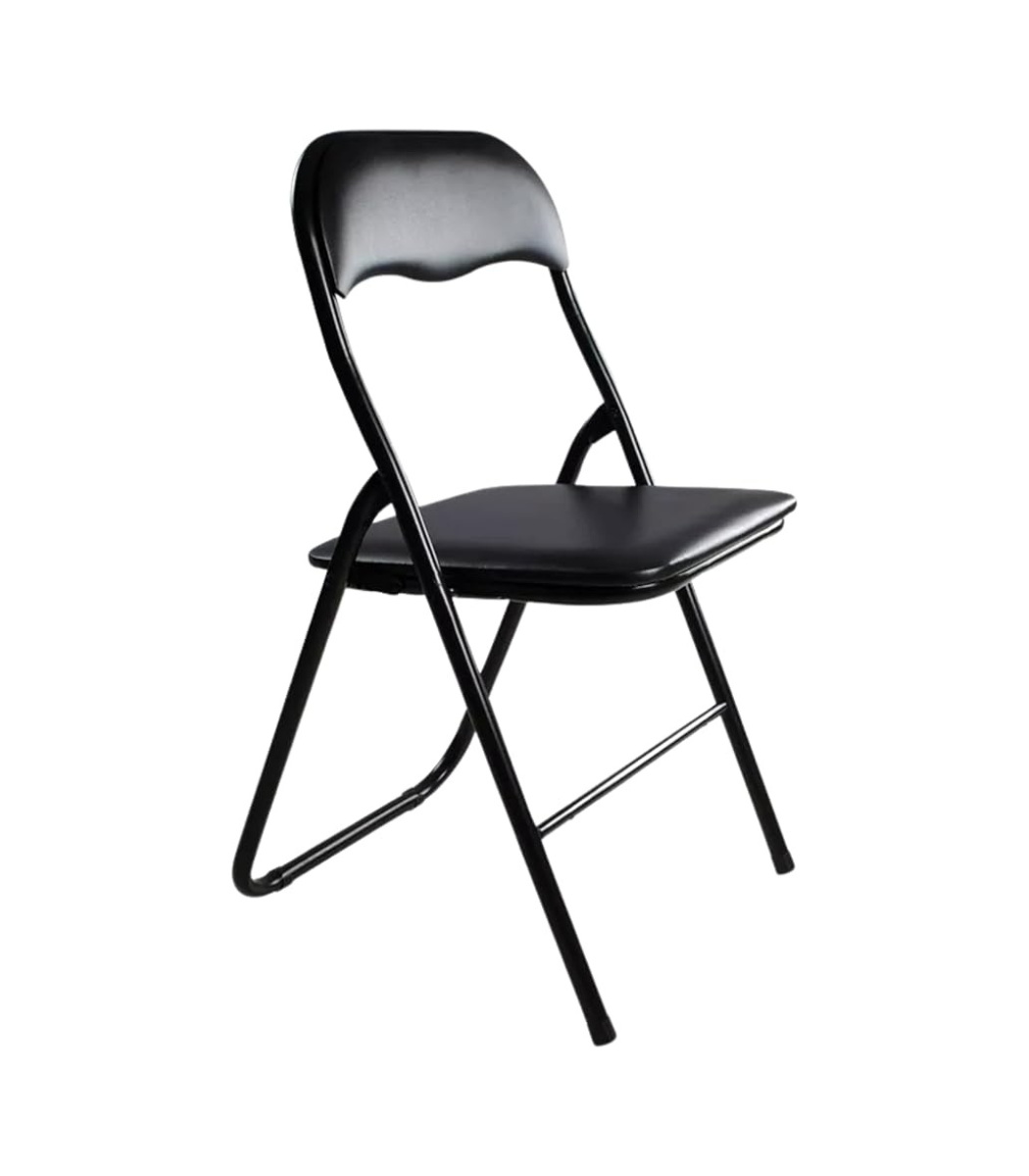 n-6953440508367 Feelings Folding Chair, Padded Seat - Black Metal Frame - Image 1