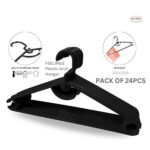 Feelings Plastic Arch Black Hangers – 24 Pcs Set