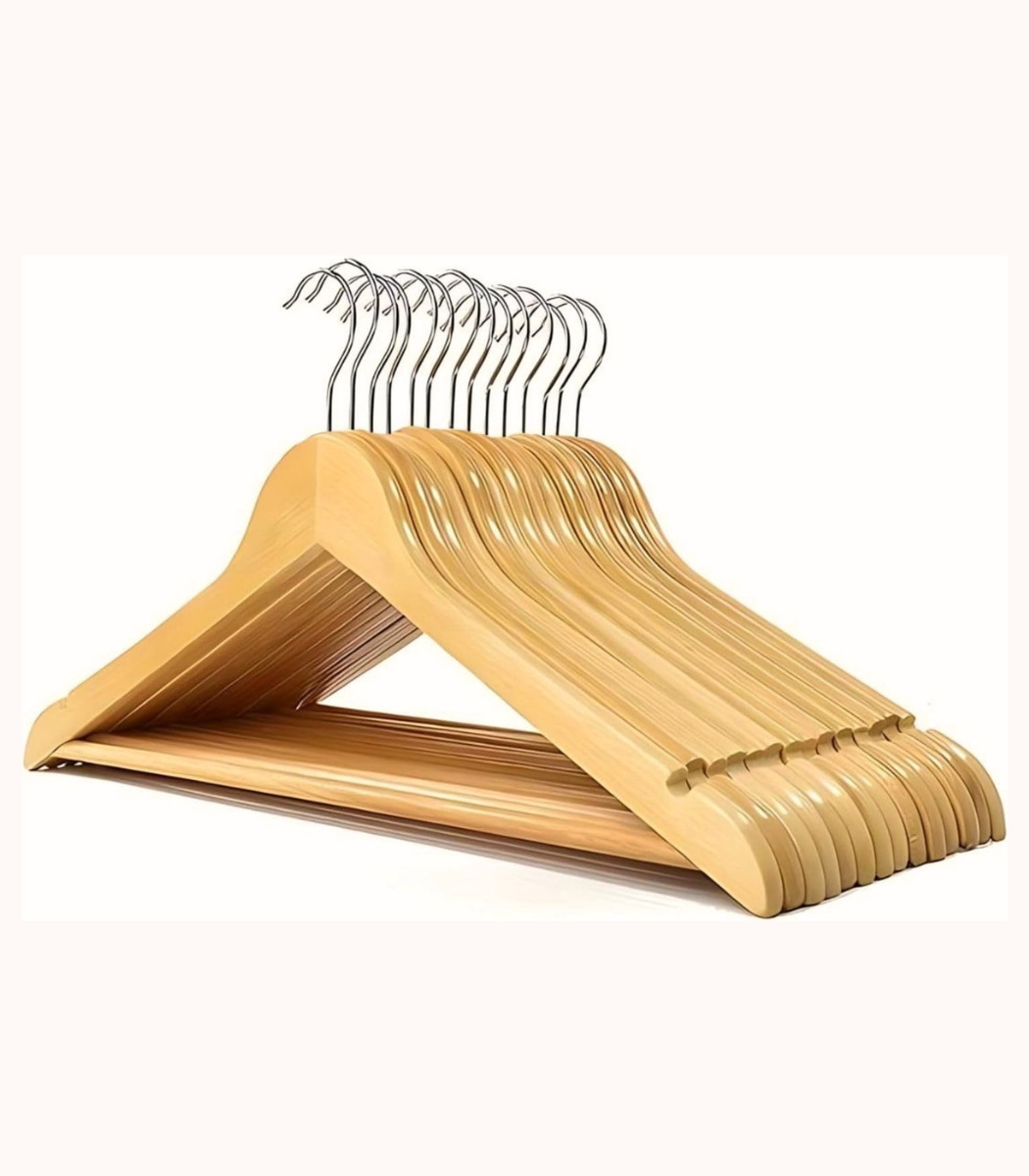 n-6953440511725 Feelings Wooden Hangers – 24 Pcs - Beige - Image 1
