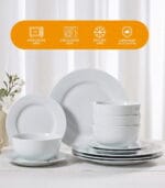 FEELINGS 12 PCS STONEWARE DINNER SET - Serves 4 (White) - Image 6