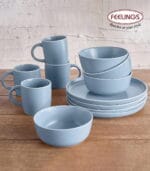 FEELINGS 12 PCS STONEWARE DINNER SET - Serves 4 (Pastel Light Blue)