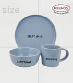 FEELINGS 12 PCS STONEWARE DINNER SET - Serves 4 (Pastel Light Blue) - Image 3