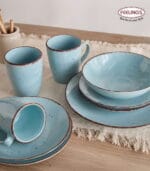 FEELINGS 16 PCS STONEWARE DINNER SET - Serves 4 (Sky Blue) - Image 5