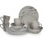 FEELINGS 16 PCS STONEWARE DINNER SET - Serves 4 (Marble Grey)