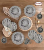 FEELINGS 16 PCS STONEWARE DINNER SET - Serves 4 (Marble Grey) - Image 2