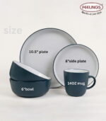FEELINGS 16 PCS STONEWARE DINNER SET - Serves 4 (Turquoise) - Image 4
