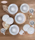 FEELINGS 16 PCS STONEWARE DINNER SET - Serves 4 (Embossed White) - Image 4