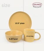FEELINGS 12 PCS STONEWARE DINNER SET - Serves 4 (Yellow) - Image 2