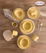 FEELINGS 12 PCS STONEWARE DINNER SET - Serves 4 (Yellow) - Image 6