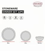 FEELINGS 12 PCS STONEWARE DINNER SET - Serves 4 (Light Blue) - Image 2