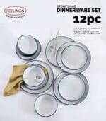 FEELINGS 12 PCS STONEWARE DINNER SET - Serves 4 (Dark Blue) - Image 5