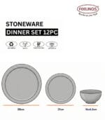 FEELINGS 12 PCS STONEWARE DINNER SET - Serves 4 (Cream White) - Image 2