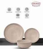 FEELINGS 12 PCS STONEWARE DINNER SET - Serves 4 (Cream White) - Image 3