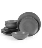 FEELINGS 12 PCS STONEWARE DINNER SET - Serves 4 (Grey)
