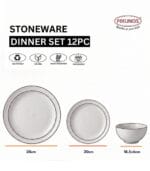 FEELINGS 12 PCS STONEWARE DINNER SET - Serves 4 (Grey) - Image 2
