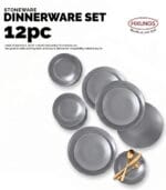 FEELINGS 12 PCS STONEWARE DINNER SET - Serves 4 (Grey) - Image 4