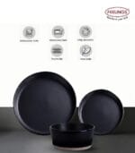 FEELINGS 12 PCS STONEWARE DINNER SET - Serves 4 (Black) - Image 4