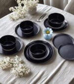 FEELINGS 12 PCS STONEWARE DINNER SET - Serves 4 (Black) - Image 5