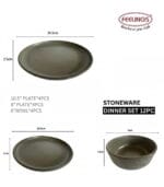 FEELINGS 12 PCS STONEWARE DINNER SET - Serves 4 (Green Gray) - Image 2