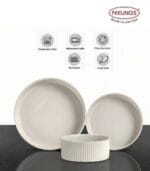 FEELINGS 12 PCS STONEWARE DINNER SET - Serves 4 (Ash Grey) - Image 3