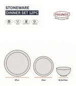 FEELINGS 12 PCS STONEWARE DINNER SET - Serves 4 (Ivory) - Image 2