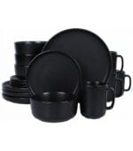 FEELINGS 16 PCS STONEWARE DINNER SET - Serves 4 (Matte Black)