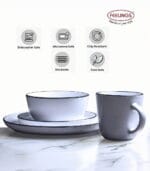 FEELINGS 16 PCS STONEWARE DINNER SET - Serves 4 (White and Black) - Image 3