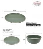 FEELINGS 18 PCS STONEWARE DINNER SET - Serves 6 (Green) - Image 2