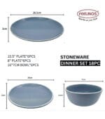 FEELINGS 18 PCS STONEWARE DINNER SET - Serves 6 (Blue) - Image 2