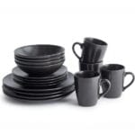 FEELINGS 16 PCS STONEWARE DINNER SET - Serves 4 (Glossy Black)