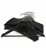FEELINGS 24-piece Wooden Hangers , Non-Slip Clothes Hanger , Hanger with Notches , Hangers for Wardrobe , Cloth Display Rack , Space Saving Closet Storage Organizer , Wooden Clothes Hanger, Matt Black