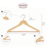 FEELINGS Wooden Hangers 24-piece, Non-Slip Clothes with Notches, for Wardrobe, Cloth Display Rack, Space Saving Closet Storage Organizer, Hanger - Beige - Image 3