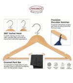 FEELINGS Wooden Hangers 24-piece, Non-Slip Clothes with Notches, for Wardrobe, Cloth Display Rack, Space Saving Closet Storage Organizer, Hanger - Beige - Image 6