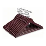 FEELINGS 24-piece Wooden Hangers,Non-Slip Clothes Hanger with Notches for Wardrobe and Cloth Display Rack,Space Saving Closet Storage Organizer, Brown,RJ1134