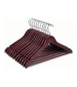 FEELINGS 24-piece Wooden Hangers,Non-Slip Clothes Hanger with Notches for Wardrobe and Cloth Display Rack,Space Saving Closet Storage Organizer, Brown,RJ1134