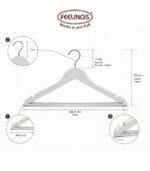 FEELINGS Wooden Hangers 24-piece, Non-Slip Clothes Hangers with Notches, Hangers for Wardrobe, Cloth Display Rack, Space Saving Closet Storage Organizer, Wooden Clothes Hanger - White - Image 3