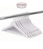 FEELINGS Wooden Hangers 24-piece, Non-Slip Clothes Hangers with Notches, Hangers for Wardrobe, Cloth Display Rack, Space Saving Closet Storage Organizer, Wooden Clothes Hanger - White - Image 4