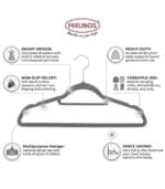 FEELINGS Velvet Hangers - 24 Pc Set,Grey - Image 6