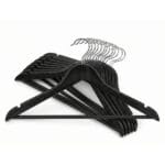 FEELINGS Wooden Hangers 12-piece Non-Slip Clothes with Notches, for Wardrobe, Space Saving Closet Storage Organizer, Hanger - Black